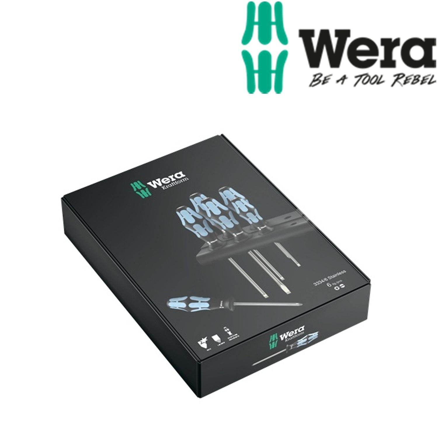 Bộ tua vít thép không gỉ 3334/6 Screwdriver set stainless and rack Wera 05032060001