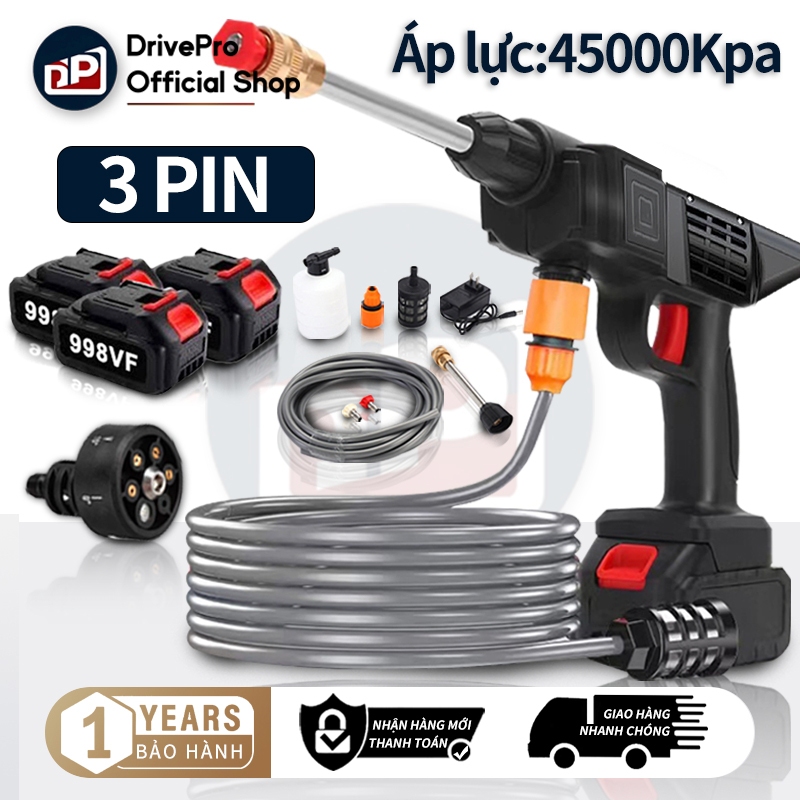 Súng rửa xe pin cầm tay áp lực cao - Máy xịt rửa mini dùng cho ô tô, xe máy, xe đạp, tưới cây và rửa điều hòa.