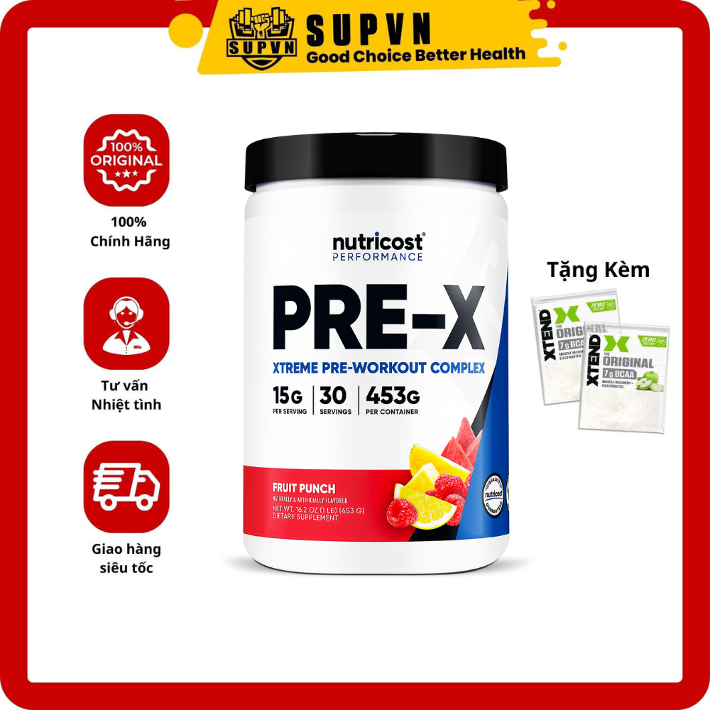 Pre workout nutricost pre-x - giúp tăng sức mạnh, sức bền, pre workout, bổ sung trước khi tập