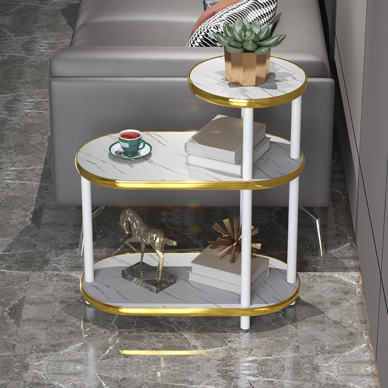 Bàn trà sofa 3 tầng chân gỗ chịu lực - bàn trà phòng khách sang trọng, tiện nghi, hiện đại họa tiết vân đá cẩm thạch