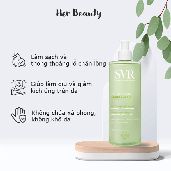 Sữa Rửa Mặt SVR Sebiaclear Dành cho da dầu mụn Gel Moussant 400ml mẫu mới