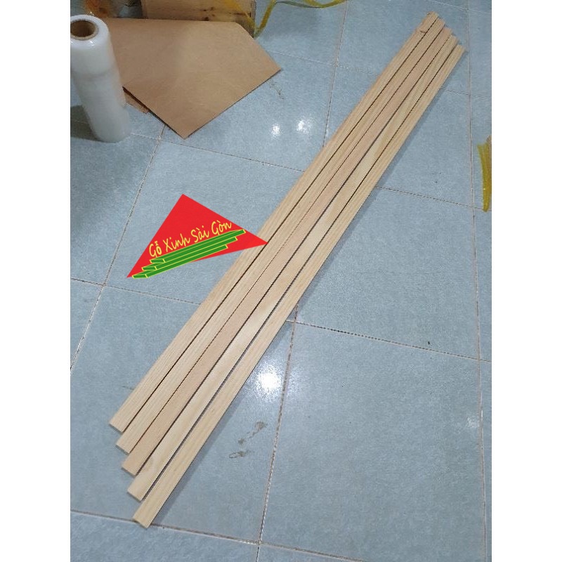 Bó 5 thanh gỗ thông vuông dài 1m2, rộng 3cm, dày 1.5cm dùng làm nẹp trang trí, decord, làm khung