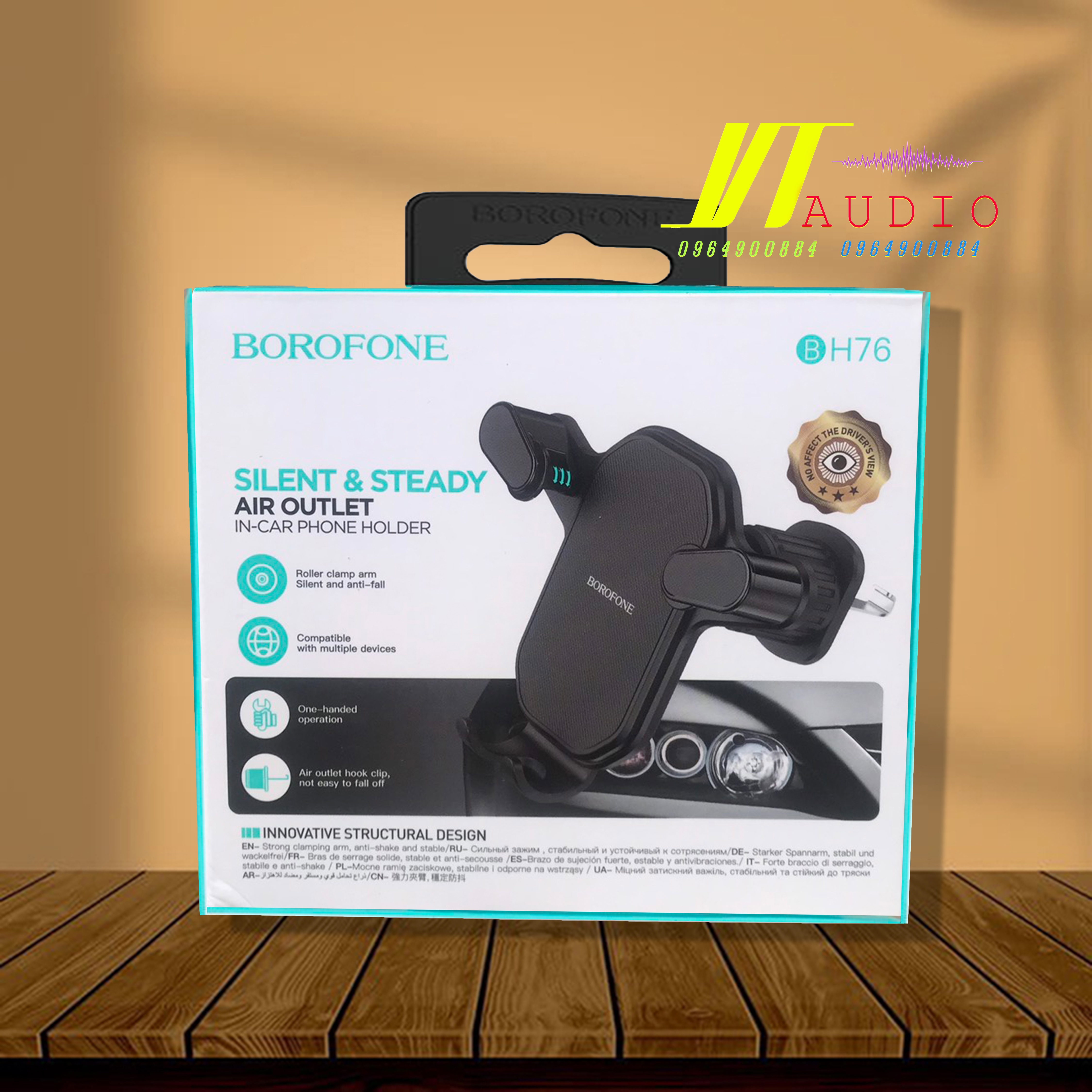 Kẹp điện thoại trên oto, giá đỡ điện thoại , kẹp cửa gió oto, kẹp điện thoại trên xe Borofone BH76