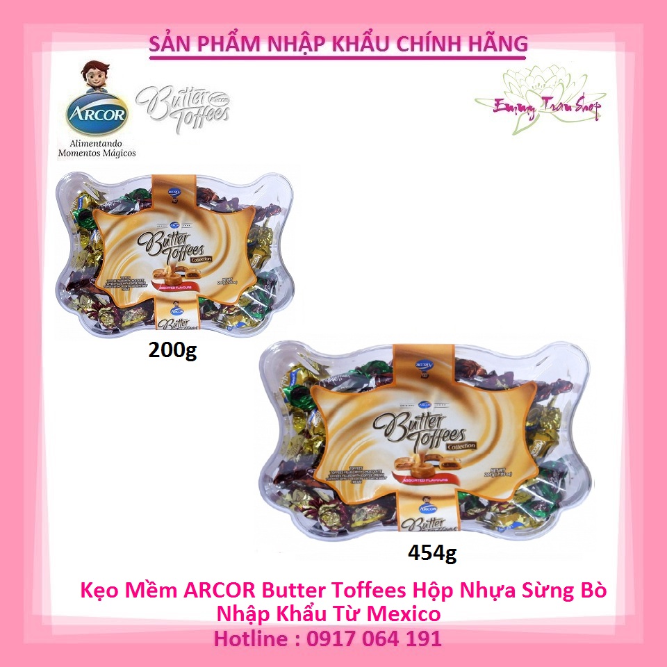 Kẹo mềm ARCOR Butter Toffees Mix Vị - Hộp Nhựa Sừng Bò có 2 Loại Lựa Chọn - Nhập khẩu Mexico ( Emmy Tran Shop )