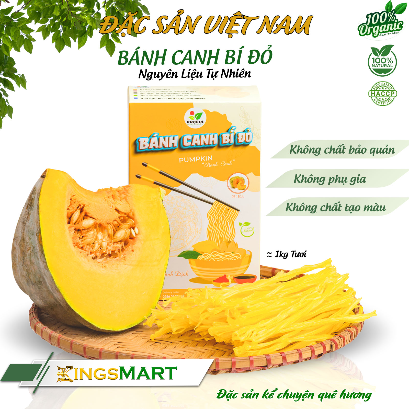 [Bếp quê] Bánh canh gạo bí đỏ - Thương hiệu VIDATA - Đặc sản Tây Sơn Bình Định - Hộp 200g - Kingsmart