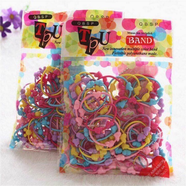 Túi 50 chun buộc tóc , sợi dây cho bé