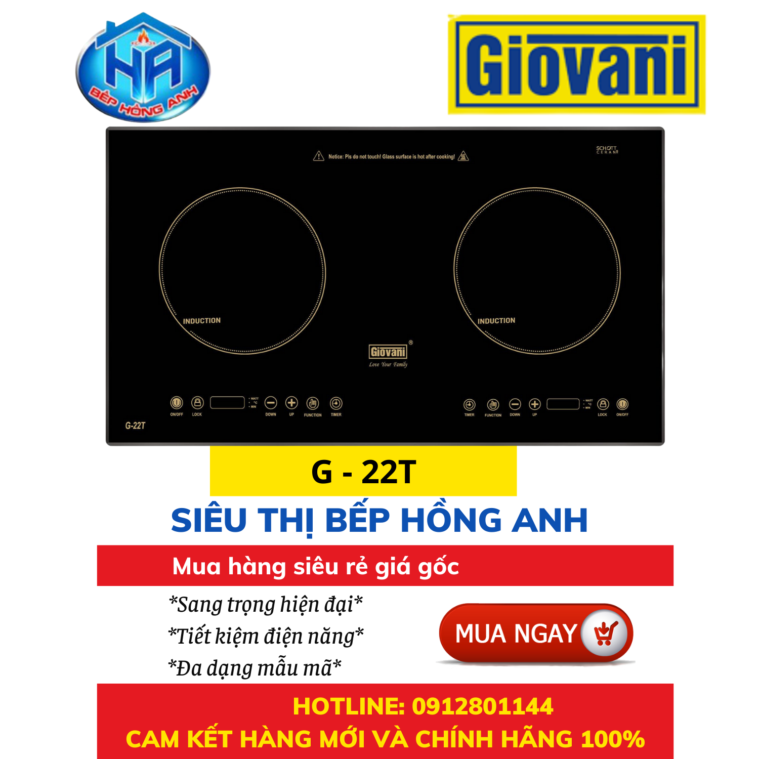 Bếp Từ Giovani G -22T - Công Nghệ Italy Mới - Hàng Chính Hãng