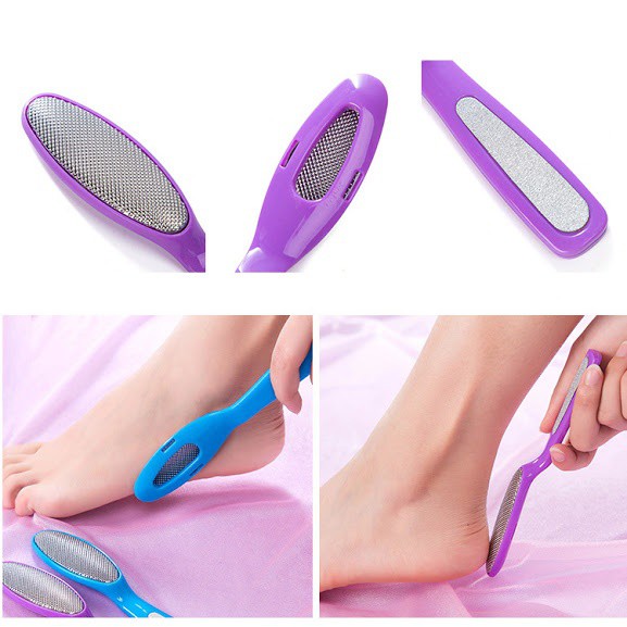 Dụng cụ chà gót chân 2 đầu 2 in 1 kim loại kiêm dũa móng tay