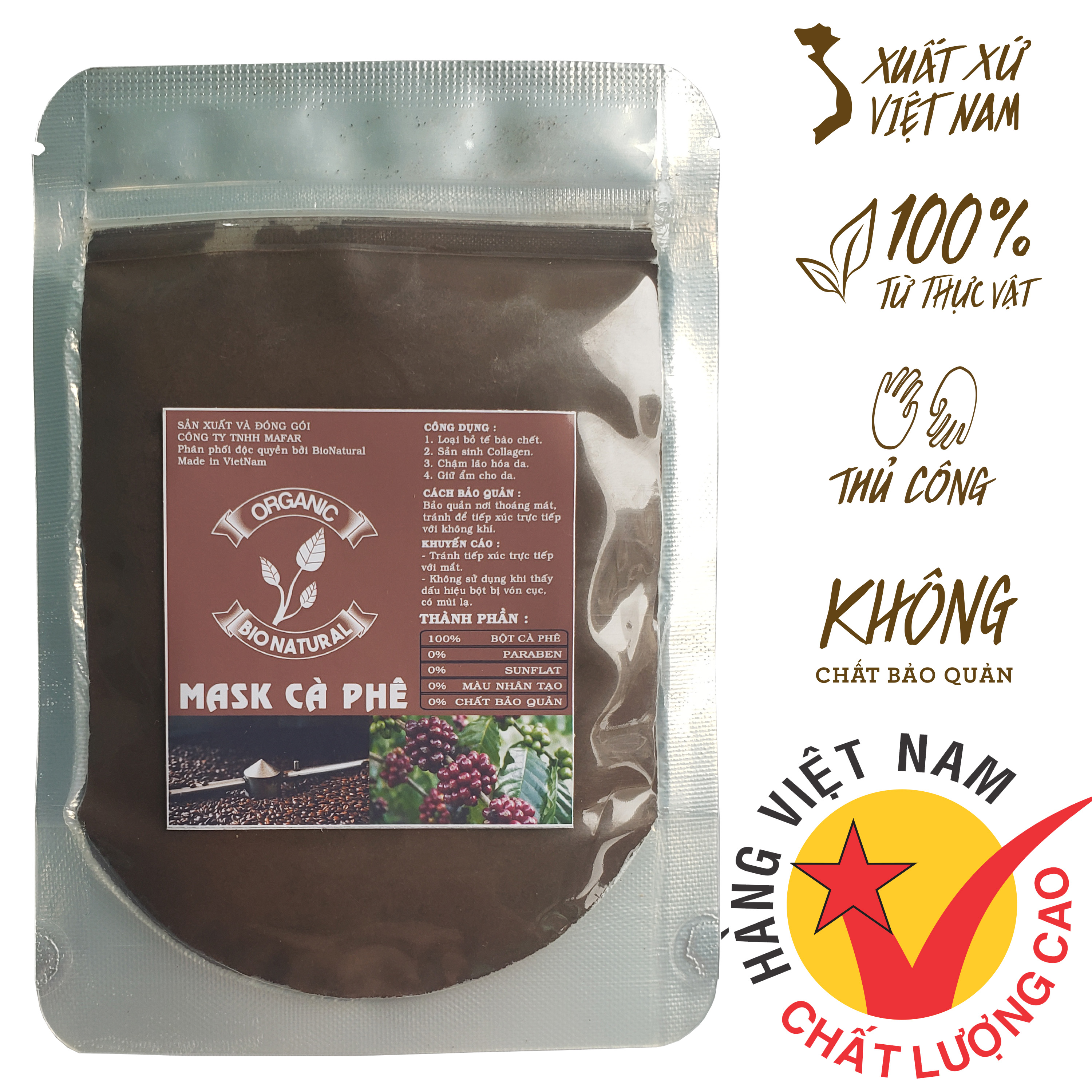 Bột đắp mặt nạ mask bột cà phê handmade 50gr