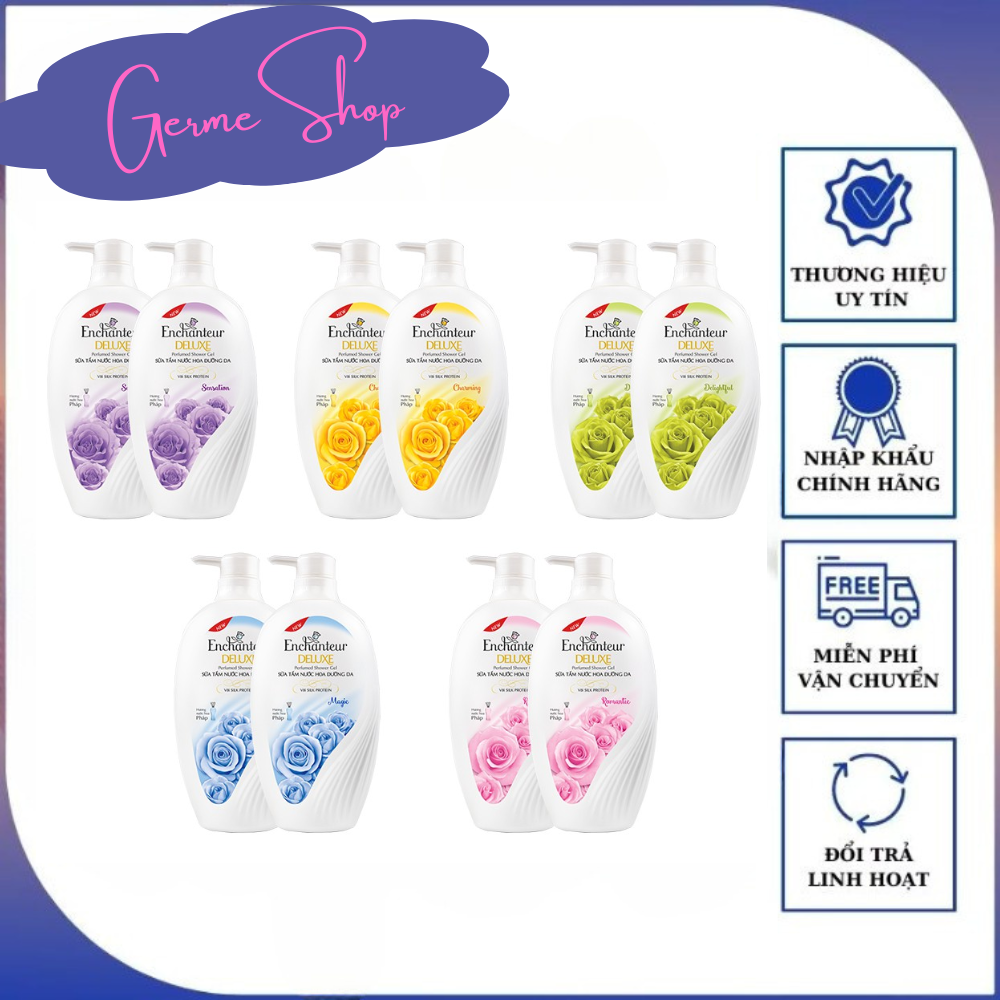 Bộ 2 Sữa tắm hương nước hoa Enchanteur Charming/ Sensation/Delightful/Romantic 650g/Chai