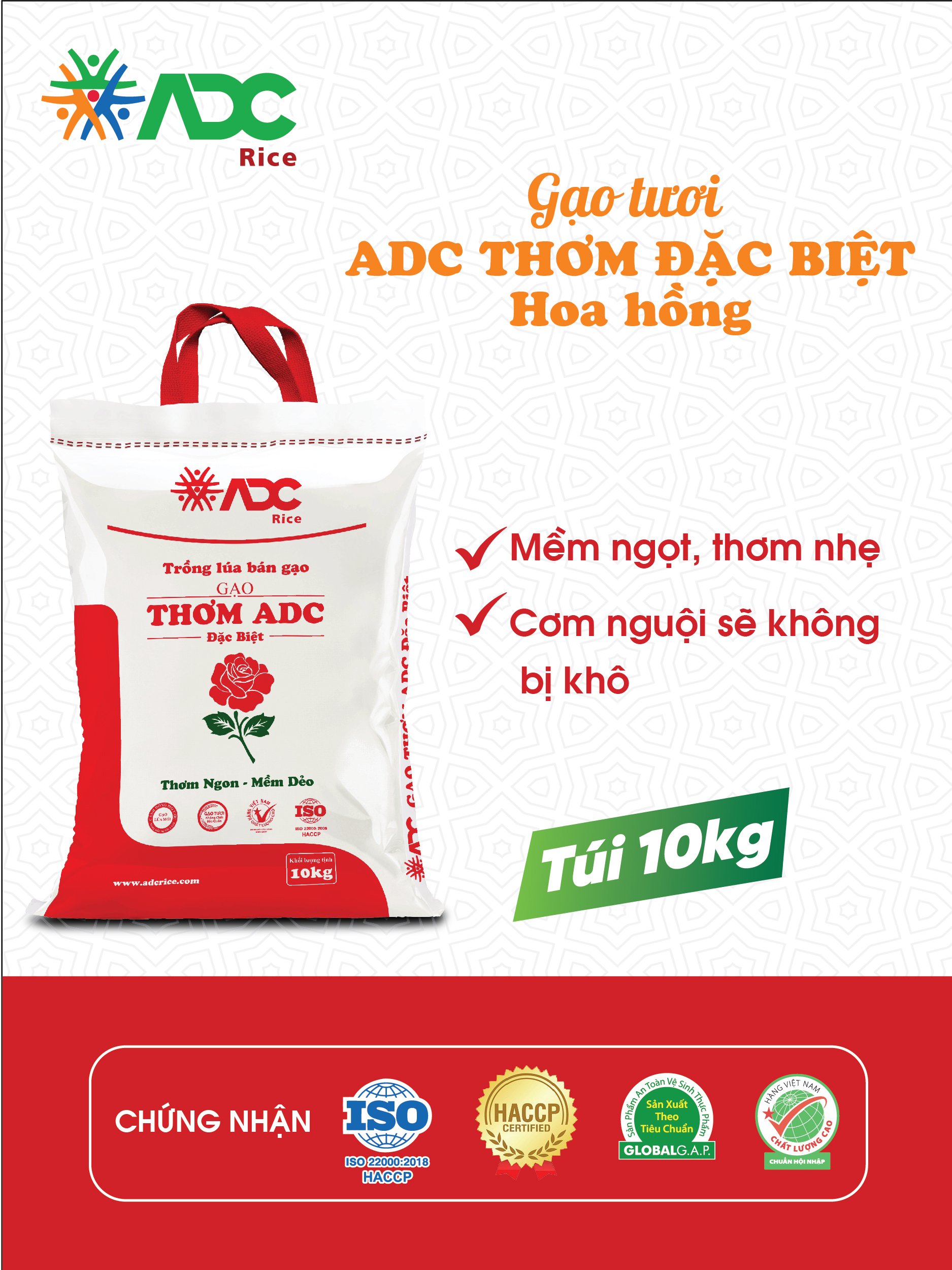 Gạo tươi thơm adc đặc biệt - dẻo, ngọt mềm cơm - túi 5kg, 10kg
