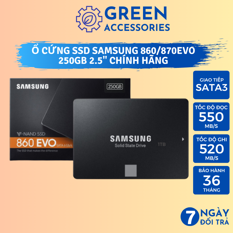 Ổ Cứng SSD SamSung 250GB 860/870 EVO Sata III Kích Thước 2.5inch - Hàng Chính Hãng