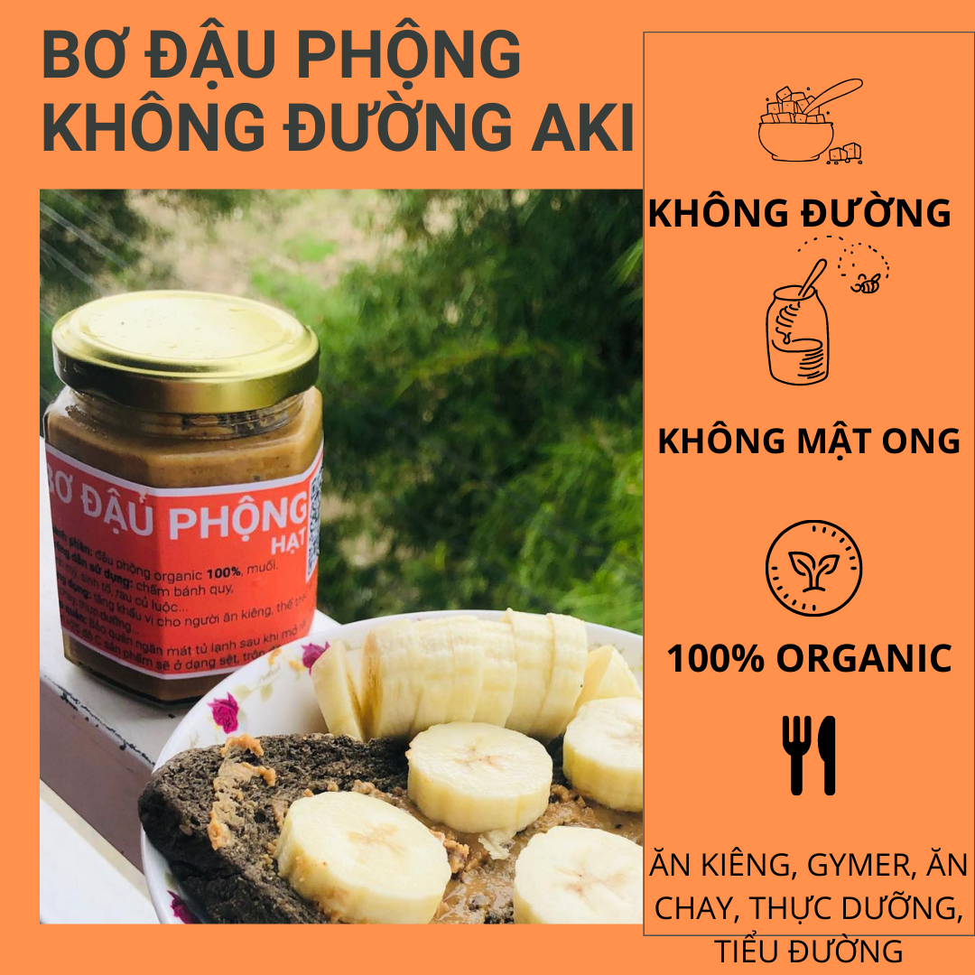 [HẠT] Bơ đậu phộng bơ lạc giảm cân không đường không chất bảo quản AKI 300gr