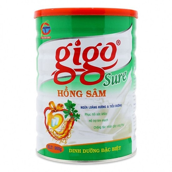 Sữa Hồng Sâm Gigo Sure 900g - Sữa GIGO SURE Hồng sâm 900Gr: sữa bột giúp phòng ngừa loãng xương, xơ vữa động mạch và tiểu đường
