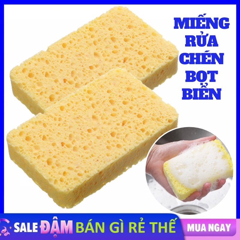 Miếng rửa chén bát bọt biển vàng tiện dụng - miếng bọt biển tạo bọt cọ rửa xoong nồi siêu sạch - mút ma thuật tẩy rửa làm sạch nhà bếp