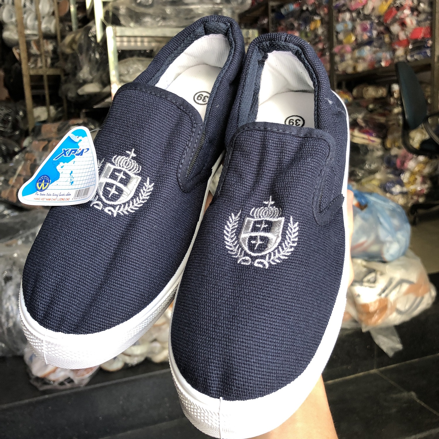 Giày đi bộ thể dục lao động chun không dây vải Nam - Nữ giá rẻ