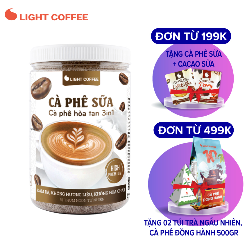 Cà phê sữa 3in1 Light Coffee không hương liệu - Hũ 500gr