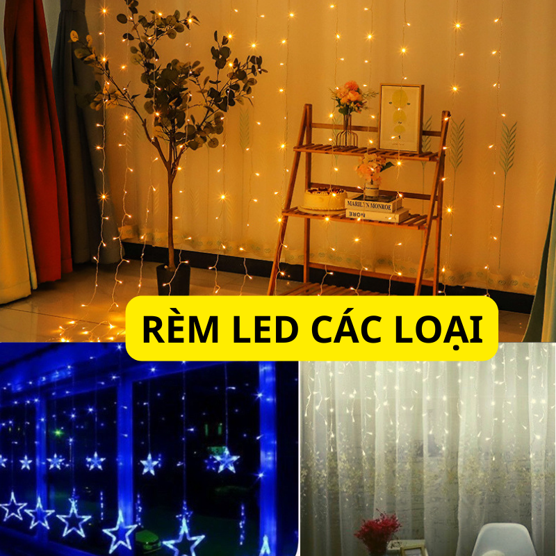 [FreeshipMAX] Đèn rèm led 3M, 5M, Đend nháy rèm, nháy mành, rèm mưa, thác nước, rèm ngôi sao