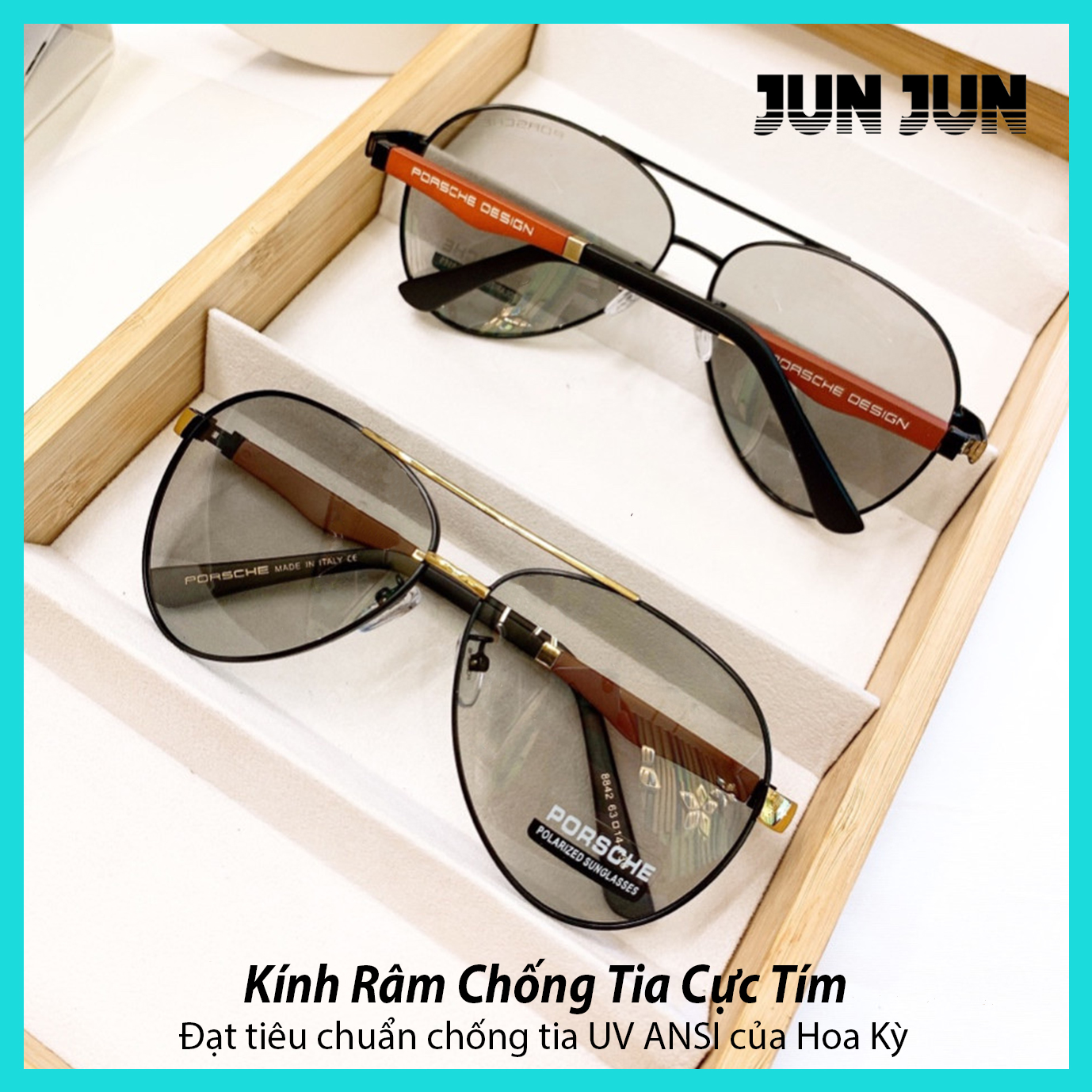 [KÍNH HOT SIÊU HỜI] Kính mát nam cao cấp tròng kính đổi màu khi đi ra nắng đổi màu theo nhiệt độ - Mắt kính chống tia UV POR8842