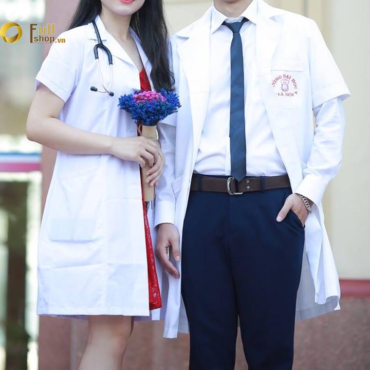 Áo Blouse trắng, áo choàng bác sĩ, phòng thí nghiệm cộc tay nam
