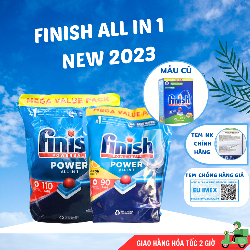 Viên rửa bát Finish all in 1 viên tổng hợp 3 in 1 viên rửa chén chính hãng all in 1 nhập khẩu Đức