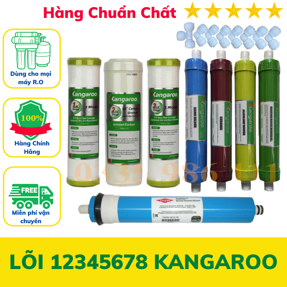 Lõi lọc nước số 12345678 Kangaroo dùng thay thế máy lọc nước Kangaroo 8 lõi lọc cam kết Hàng Chính hãng sai hàng đến 10TR