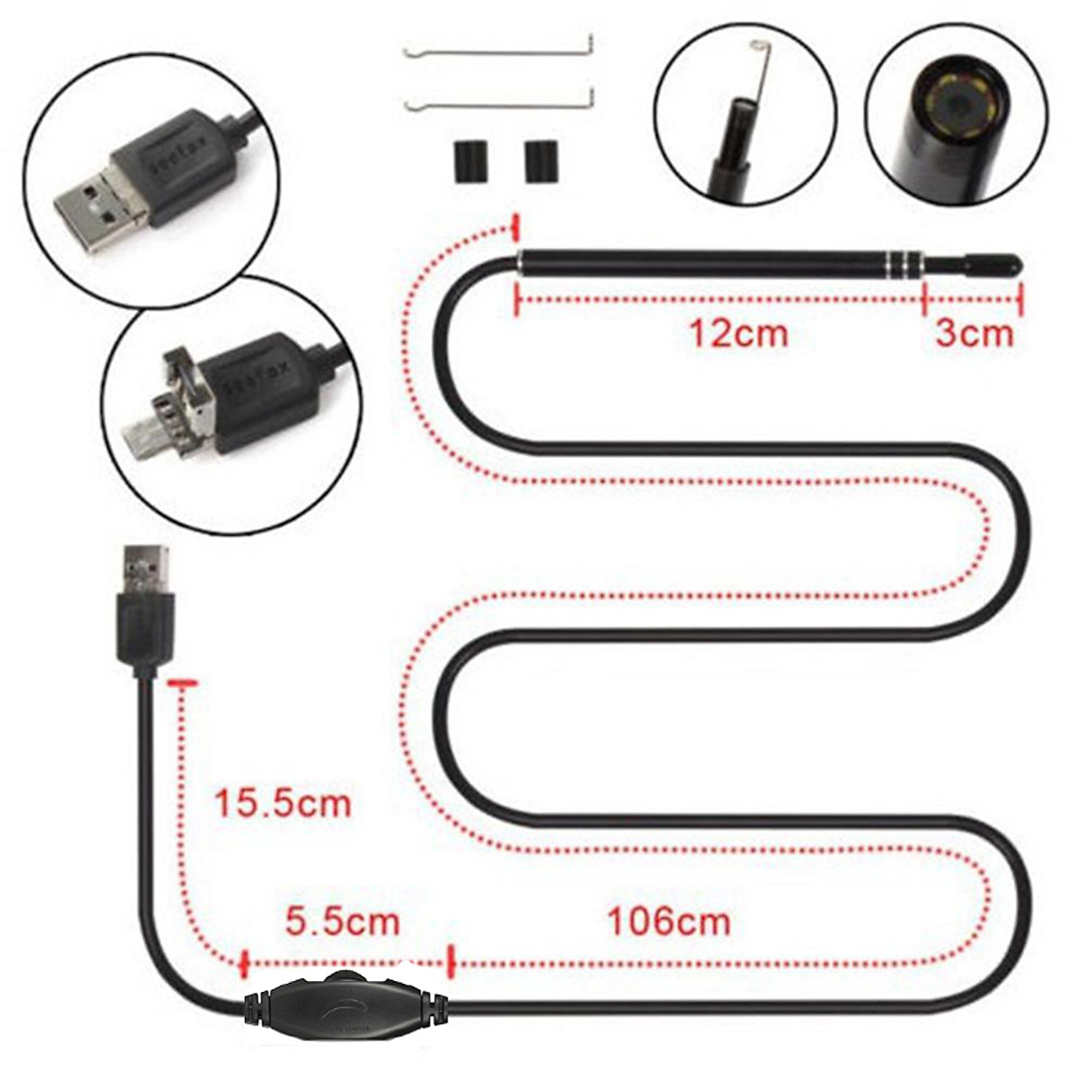 Lấy Ráy Tai Có Đèn Kèm Camera Soi Tại Nhà, Cây Móc Lỗ Tai - Thiết Kế Thông Minh, Nhỏ Gọn, Chống Nước (phần que dò), Đèn Led Có Thể Điều Chỉnh Độ Sáng - Bộ Lấy Ráy Tai, Máy Hỗ Trợ Lấy Ráy Tai Giá Rẻ,