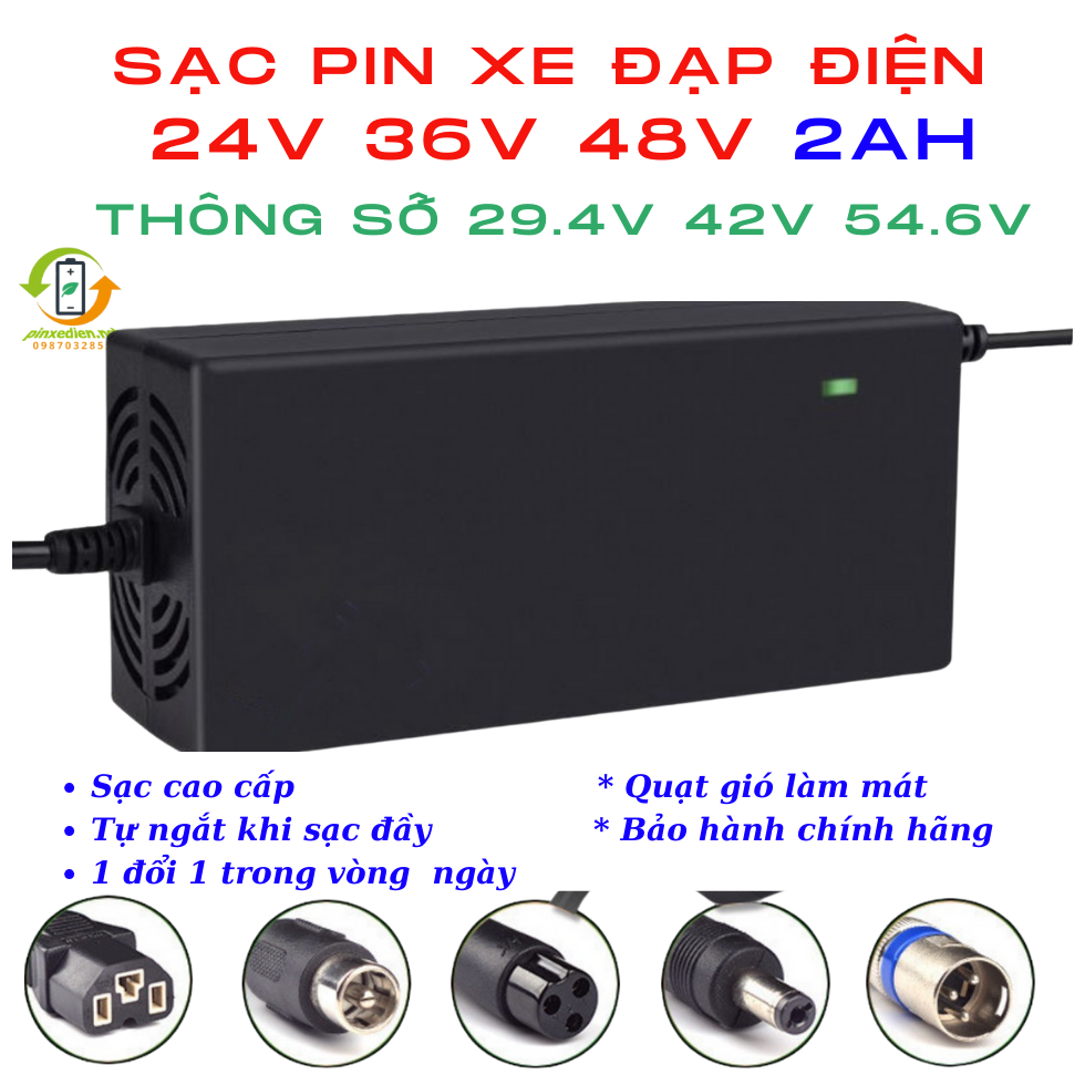 Sạc pin xe đạp điện 24V 36V 48V 2Ah-5Ah( 29.4V- 42V- 54.6V)