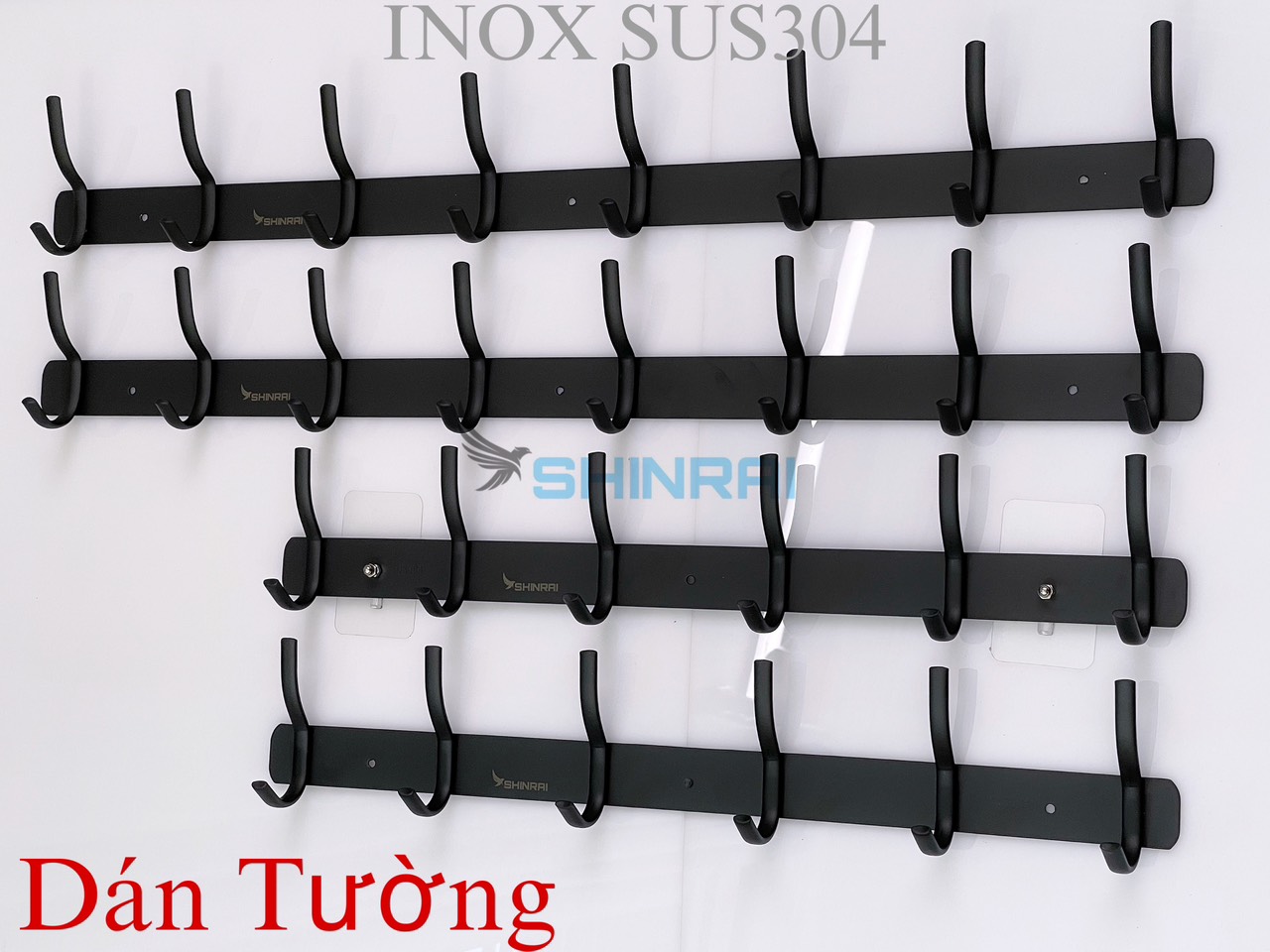 Móc treo đồ sau cửa , bếp , móc treo quần áo trên dưới nhà tắm inox sus304 đen titanium shinrai