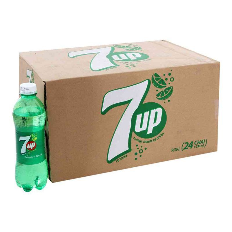 Thùng 24 chai nước ngọt có gas 7up hương chanh tự nhiên