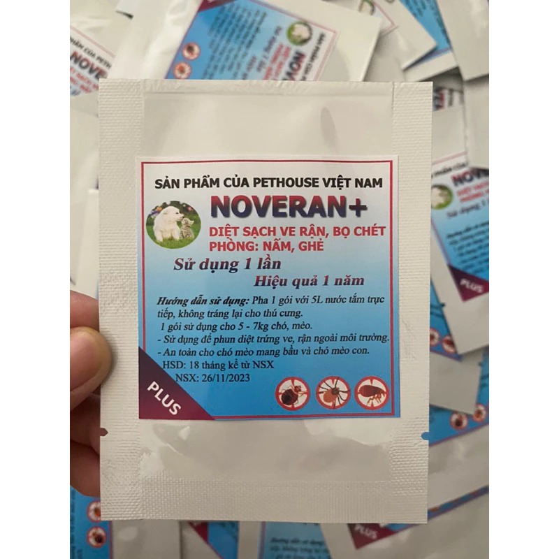 Gói tắm Noveran diệt ve bọ rận trên chó mèo
