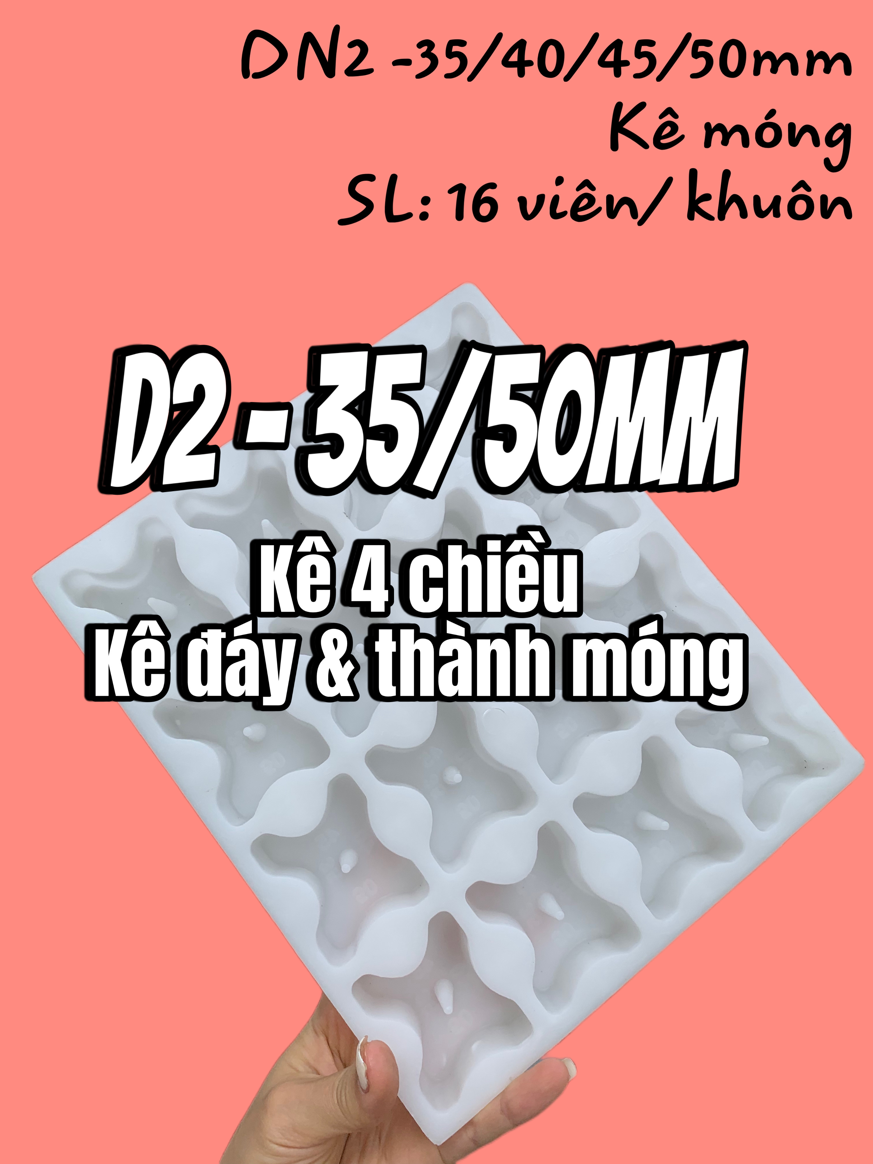 [D2-35/40/45/50mm] Khuôn nhựa đúc con kê bê tông đa năng D2(35/40/45/50mm) dùng cho cột, vách, dầm, giằng chất lượng siêu bền tái sử dụng nhiều lần