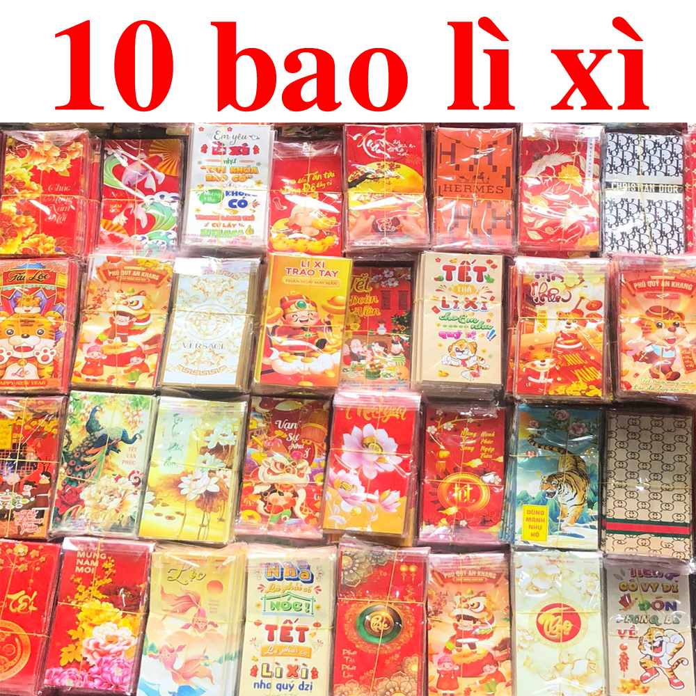 [HCM]Combo 10 - 50 - 100 bao lì xì Tết  loại lớn  phong bao lì xì cao cấp nhiều mẫu đẹp có túi kiếng - giao hình ngẫu nhiên