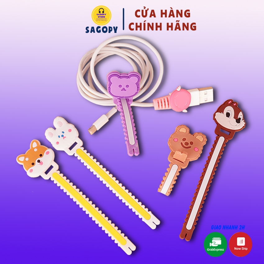 [HCM]Dây quấn tai nghe cuốn quấn thu gọn cáp sạc dây sạc chống rối họa tiết hoạt hình cute giá rẻ