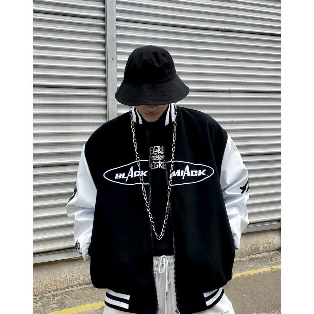 Áo khoác dù Unisex Black Miack tay phối màu cá tính năng động, áo khoác dù bomber nam nữ trẻ trung thời trang.