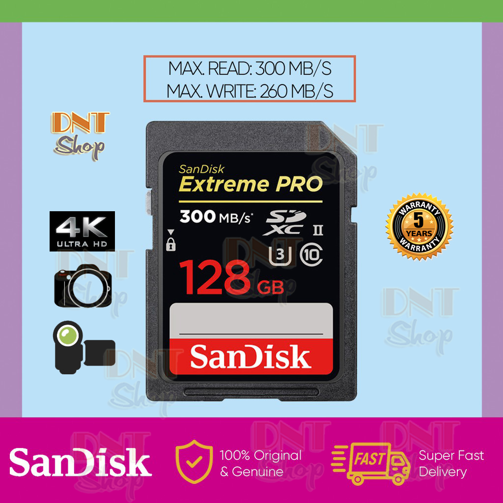 Thẻ nhớ SDXC SanDisk Extreme PRO UHSII U3 2000x 128GB 300MB/s