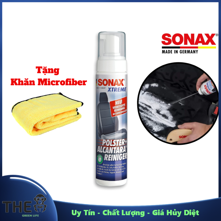 Dung dịch làm sạch vải nỉ alcantara sonax xtreme upholstery & alcantara cleaner 250ml 206141 tặng khăn uy tín - chất lượng - giá hủy diệt