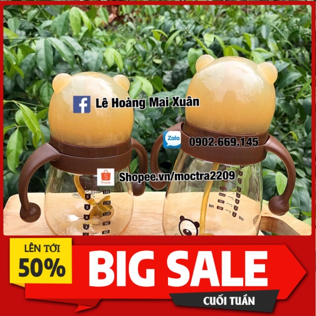 Bình sữa gấu tập ti bestborn cho bé bú mọi tư thế 180ml - 270ml - tặng kèm bộ cọ rửa khi mua bình núm đầu ống hút