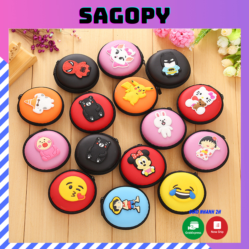 [HCM]Hộp bao vỏ đựng tai nghe tai phone hình tròn có dây in ear cáp sạc tai nghe airpods 1/2 bluetooth blutooth inpods i12 dễ thương