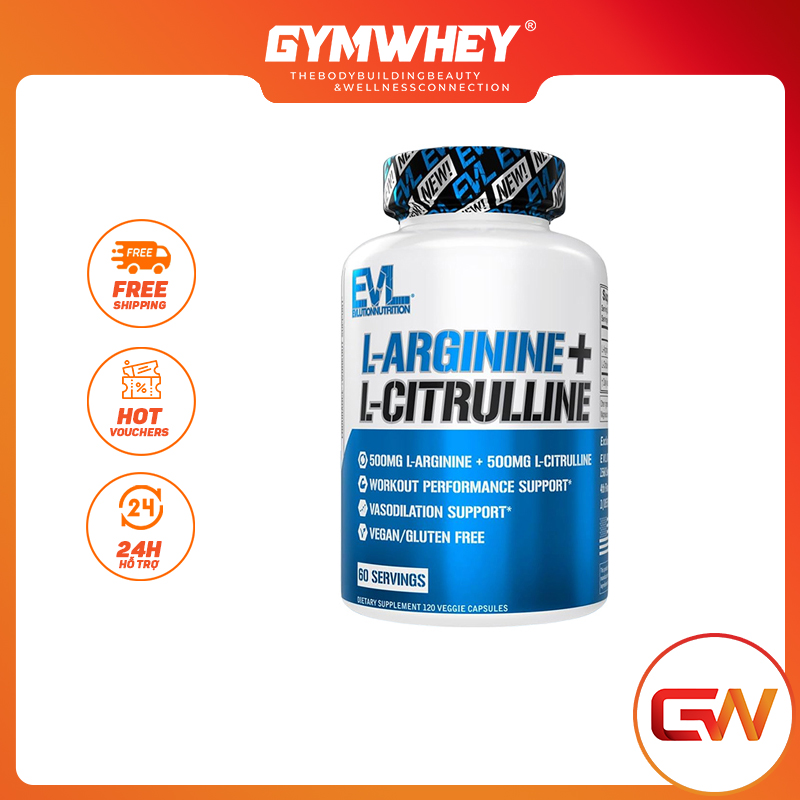 Viên Uống Hỗ Trợ Sức Bền Và Hiệu Suất Luyện Tập EVL L-ARGININE + L-CITRULLINE 120 Viên Nhộng
