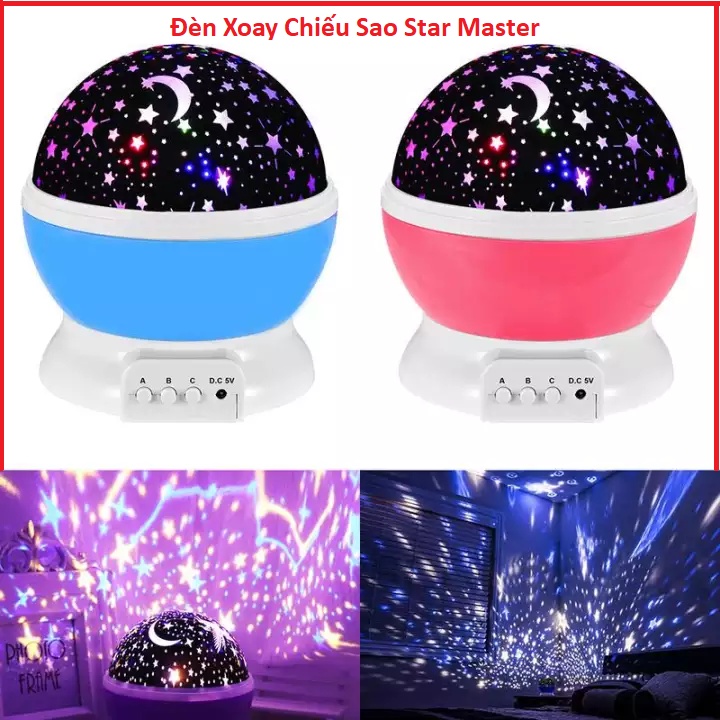 Đèn led trang trí - decor phòng ngủ, bóng đèn led siêu sáng, đèn ngủ led chiếu bầu trời trăng sao star master xoay tròn 360 độ cực đẹp-pl happy home