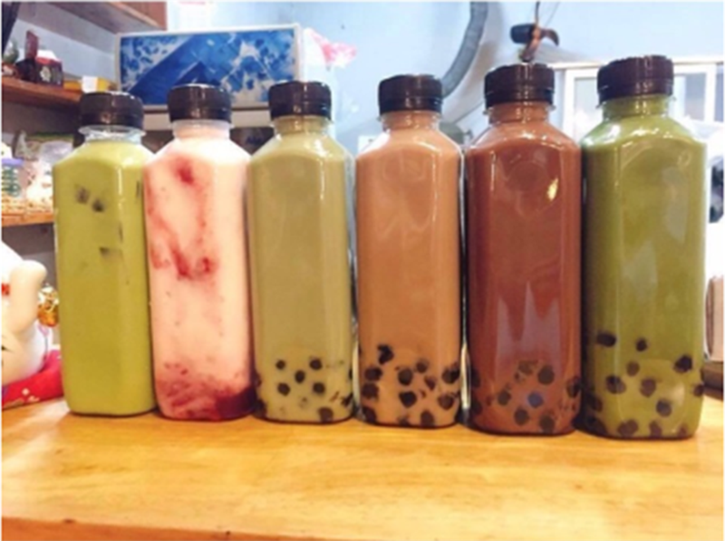 COMBO 10 chai nhựa vuông 350ml đa năng, Dụng trà sữa.Nắp đen.