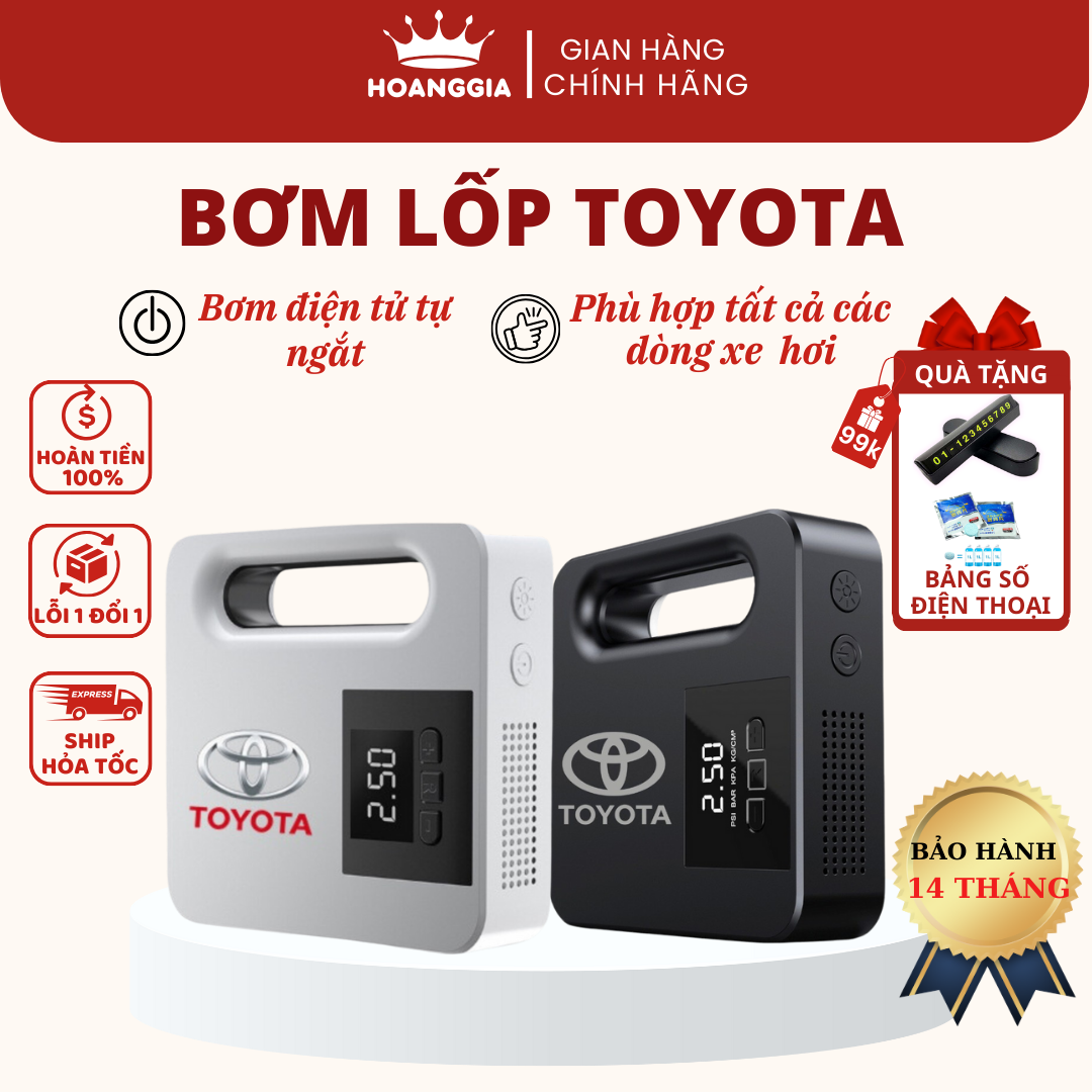 Máy bơm lốp ô tô xe hơi điện tử tự ngắt Toyota Bảo Hành 14 Tháng Lỗi 1 đổi 1