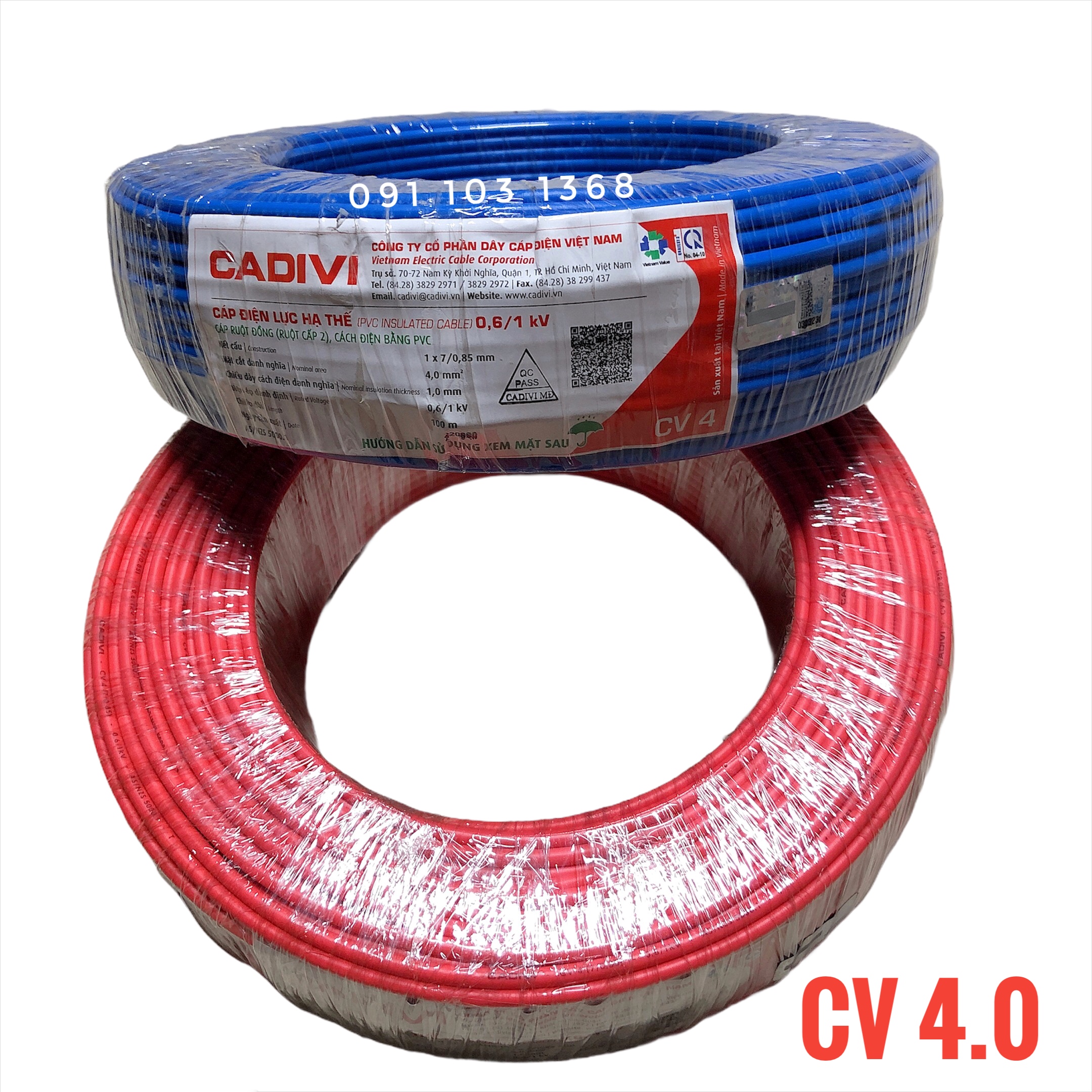 [HCM]50m đây điện CV 4.0 cadivi ( dây đơn )