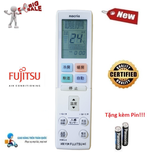 Remote Điều khiển điều hòa Fujitsu hàng nội địa nhật bãi- Hàng loại tốt mới 100% Tặng kèm Pin
