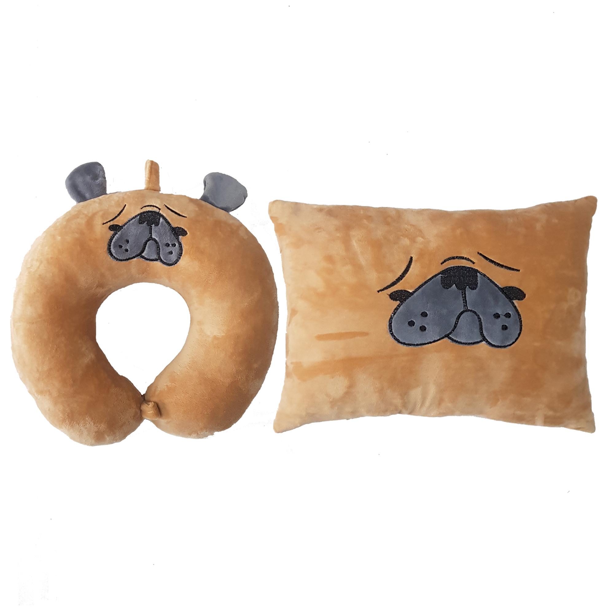 Bộ Gối Tựa Lưng Và Gối Kê Cổ Chữ U Thêu Hoạt Hình Cao Cấp - THIVI - Trang trí góc làm việc thêm sinh động, hỗ trợ tiện lợi khi đi tàu xe hay nghỉ trưa ở văn phòng