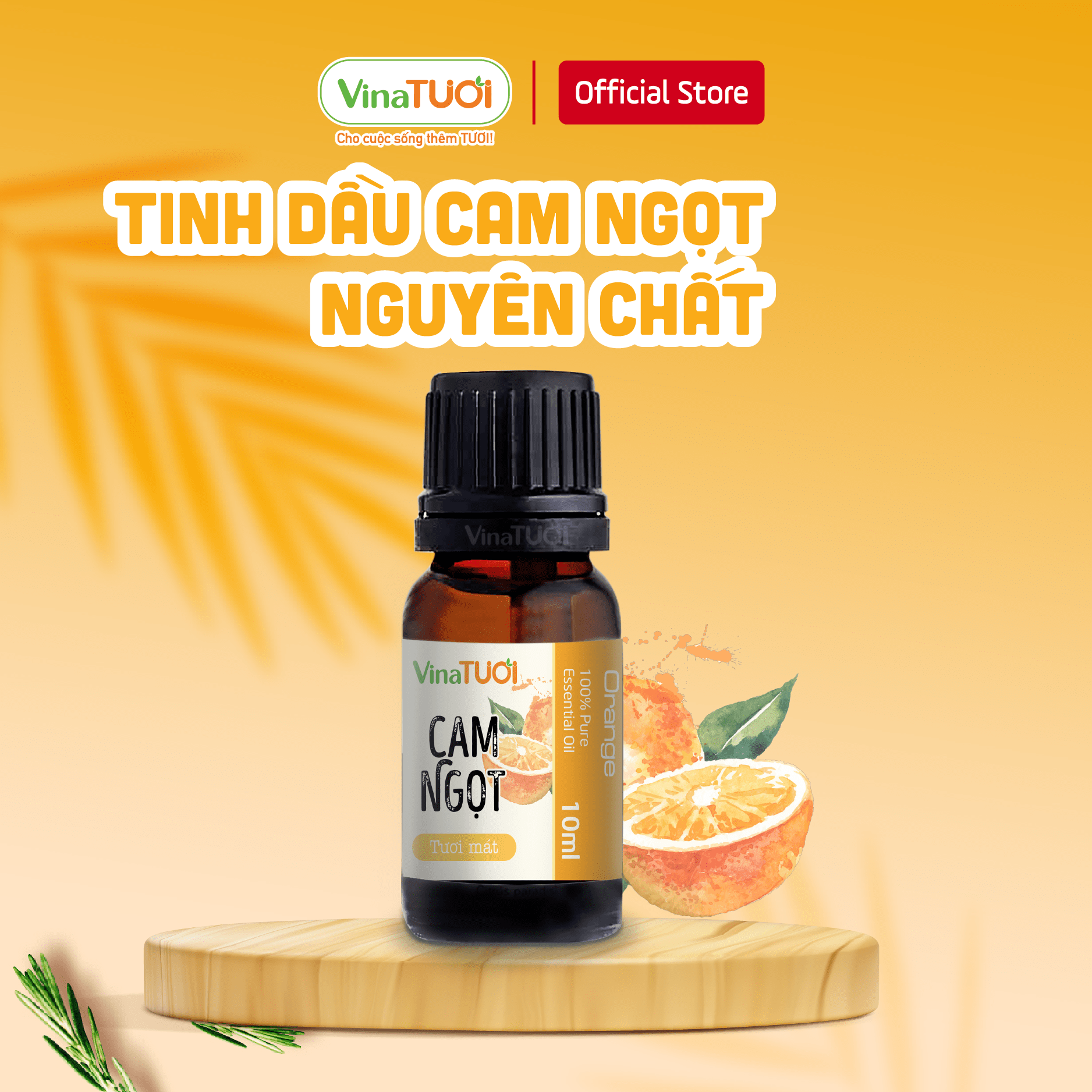 Tinh Dầu Thiên Nhiên VINA TƯƠI Cam Ngọt Nguyên Chất (Orange) Chai 10ml | Chai 50ml