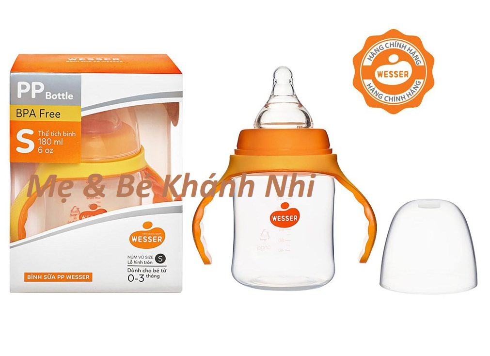 BÌNH SỮA CHO BÉ - BÌNH SỮA WESSER CỔ RỘNG 180ML