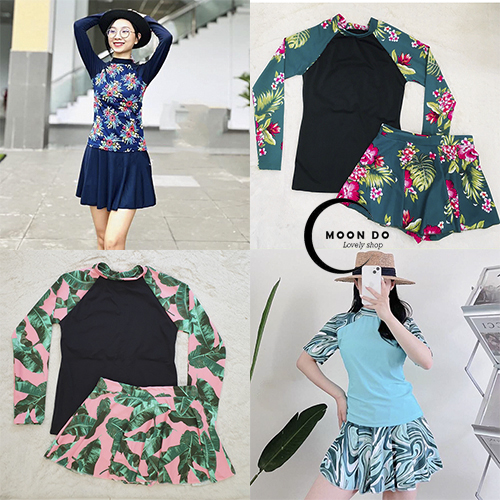 Đồ bơi nữ tay dài, bộ bơi nữ tay ngắn, bikini đẹp, đồ đi biển nữ, đồ học bơi nữ kín đáo, chống nắng, áo bơi nữ tay dài tay ngắn - moondolovelyshop
