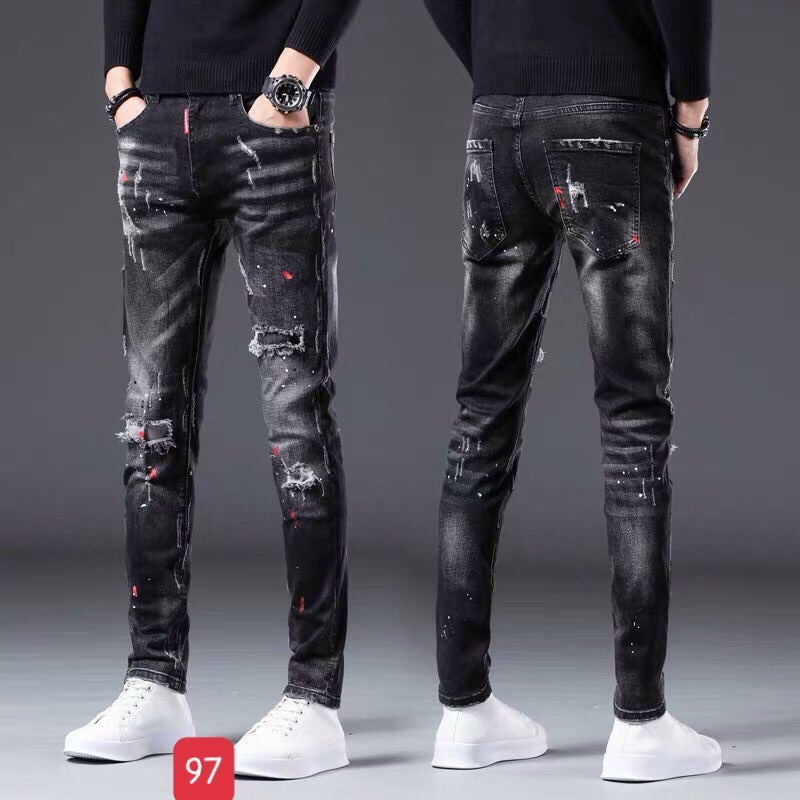 Quần jean nam hàn quốc - quần jean nam rách gối - quần jean nam trơn cao cấp co giãn 4 chiều phong cách năng động thời trang THỎ TÂY SHOP94 ts097